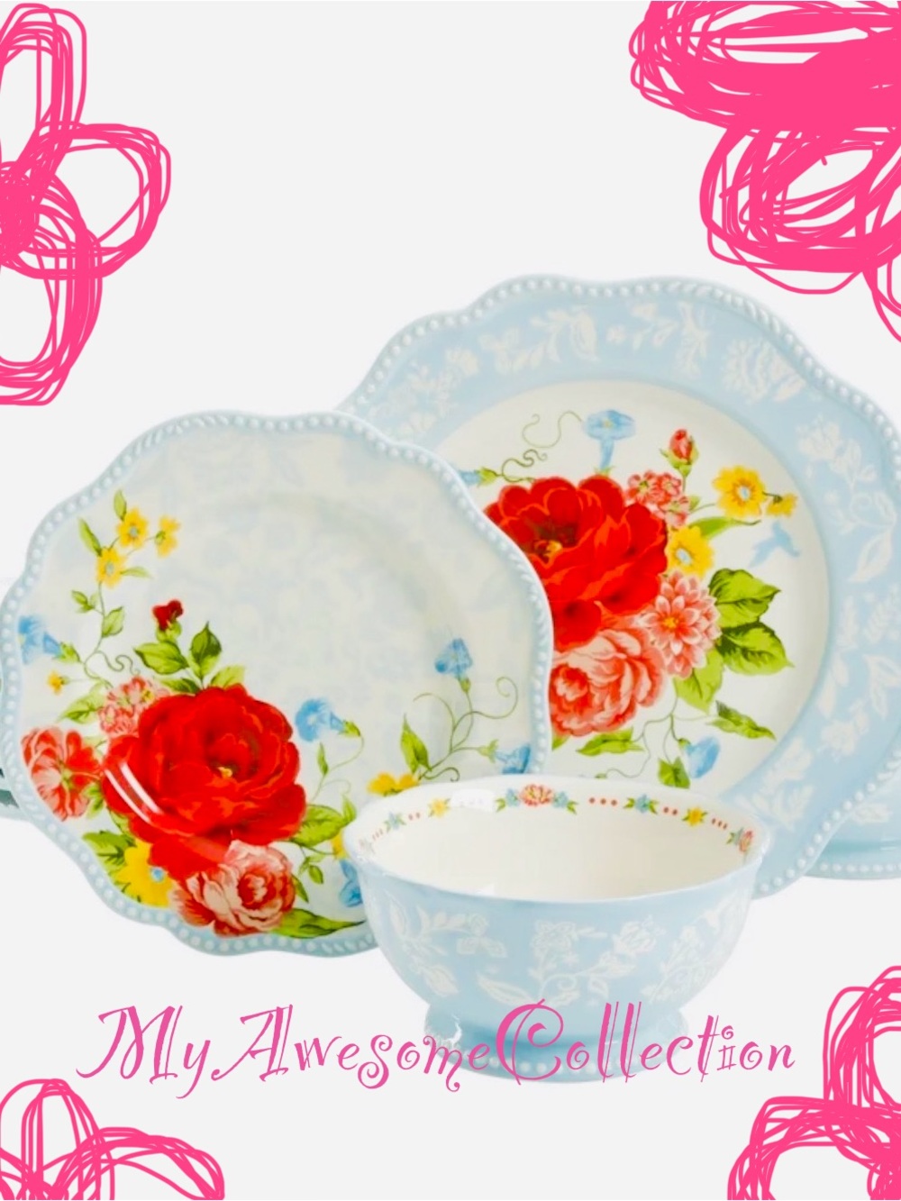 The Pioneer Woman Sweet Rose complete 12 piece dinnerware set Last One